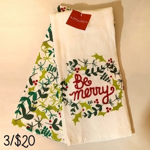 Holiday Home Be Merry Holiday Christmas Decorative Towels